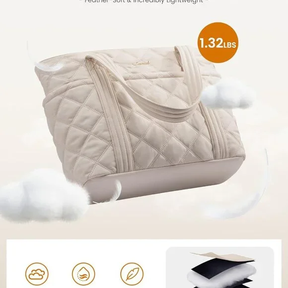 Puffer Tote Bag for Women, Puffy Work Handbag, Travel Shoulder Carry On Bag with